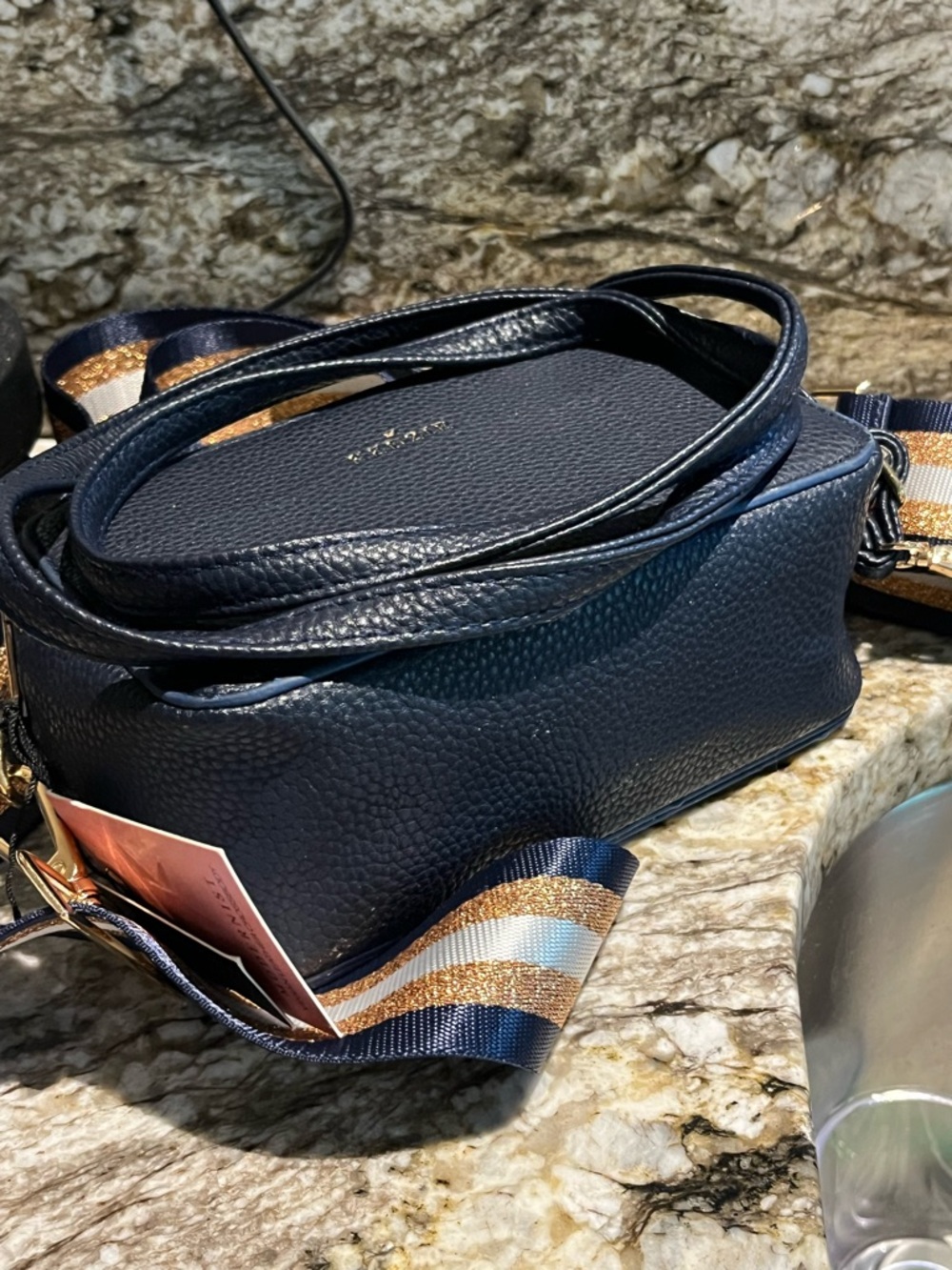 Kedzie Navy Crossbody Bag with Striped Extra Strap - Picture 2 of 15